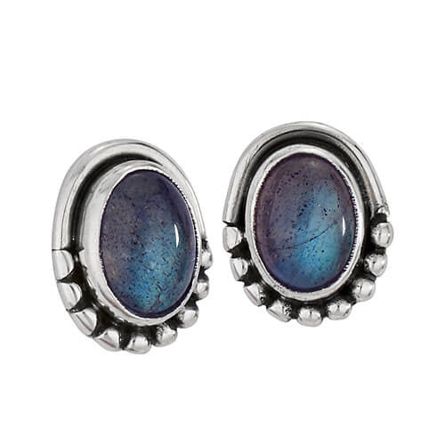 Oval Labradorite Stud Earrings