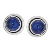 Round Lapis Stud Earring