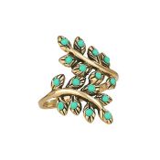 Turquoise Studded Leaf Ring