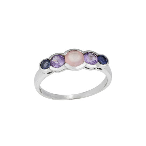 IOL/ Amethyst/ Rose Five Stone Ring