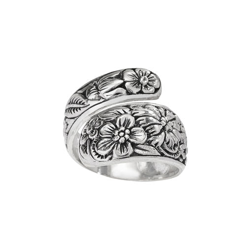 Overlapped Etch Flower Ring