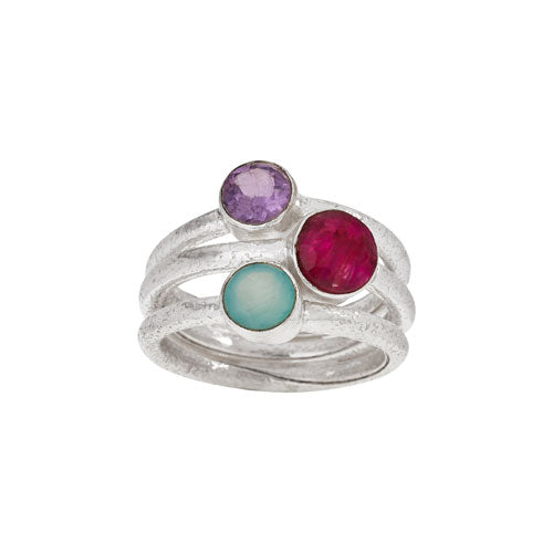 Ruby Amethyst Chalcedony Ring