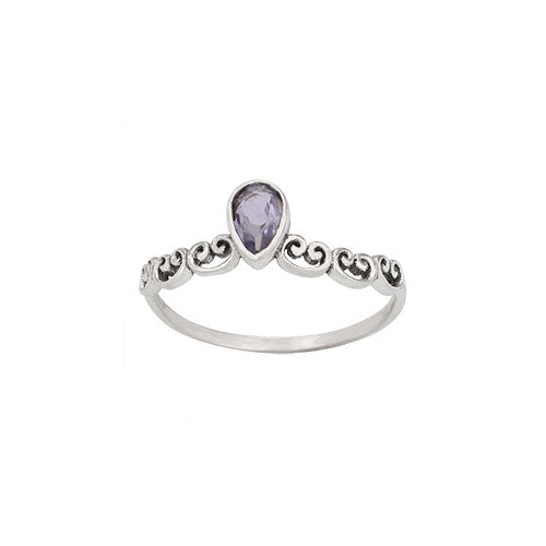 Iolite Teadrop Ring