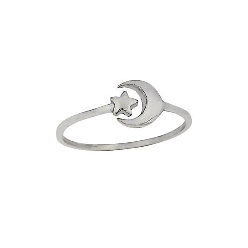 Star Inside Moon Ring